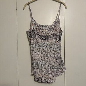 Love Stitch Slinky Leopard Print Cowl Neck Cami, Size L